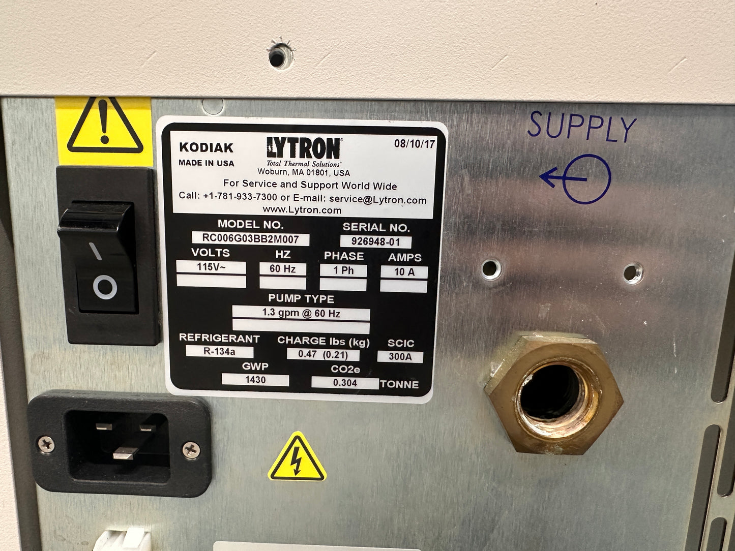 Lytron RC006G03CB2M050 Kodiak Recirculating Chiller 825W, 1.3GPM, 115VAC 9.9A