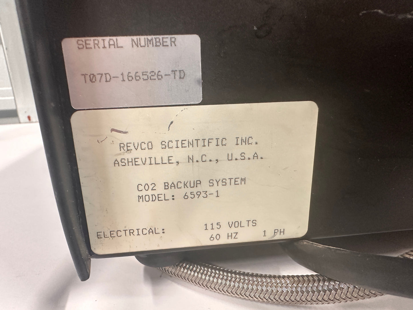 REVCO CO2 BACKUP SYSTEM MODEL 6593-1 LIQUID C02 CONTROL